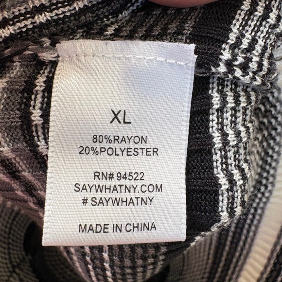 Say What? Womens XL Striped Ribbed Knit Bodycon Sweater Dress 3/4 Sleeve Grey - Picture 7 of 9